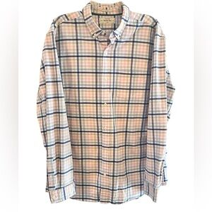 Hawker Rye Tall Slim Pink Blue Tan Plaid 97% Cotton Shirt Size XL